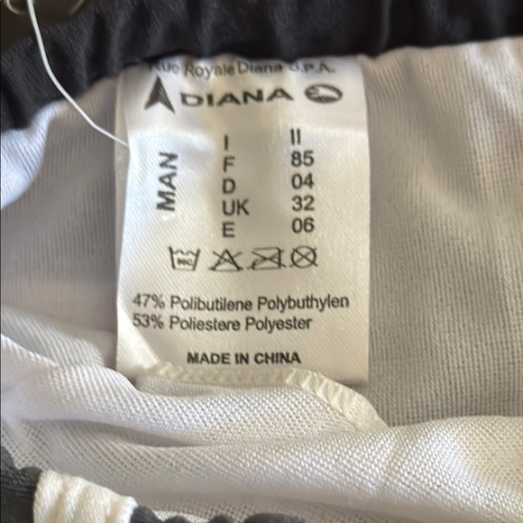 Red and Black Swim Trunks with Vertical Stripes - Picture 4 of 5